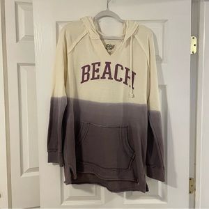 NWT! Beach thin sweatshirt with BEACH graphic purple and beige size XL
